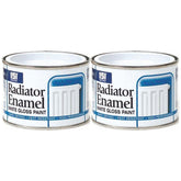 2X Radiator Enamel White Paint Tin 180ml Tin Paint